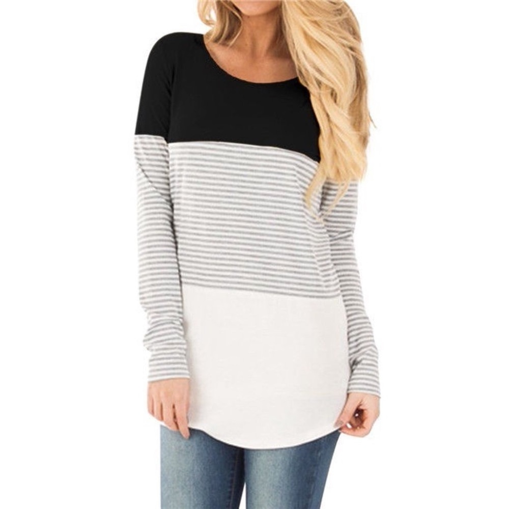 Long Sleeve Nursing Tops Striped